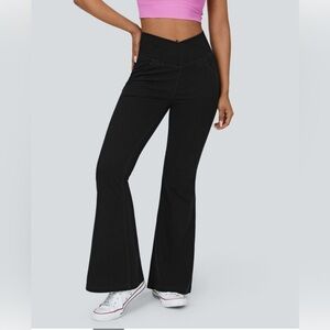 Halara Flex™ Denim High Waisted Crossover Casual Flare Jeans Lg Petite NWT